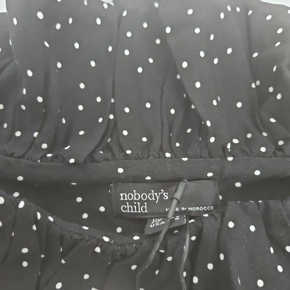 NOBODY'S CHILD LIBBY MIDI DRESS – UK12 (EU40) BLACK WITH WHITE POLKA DOTS