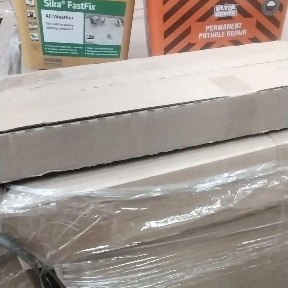 PALLET OF ASSORTED DIY, HOME IMPROVEMENT AND BUILDING PRODUCTS TO INCLUDE; SELF SETTING JOINTING COMPOUND, PERMANENT POTHOLE REPAIR, WALL PANELLING ETC