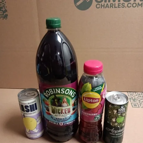 APPROXIMATELY 10 ASSORTED FOOD ITEMS TO INCLUDE - LIPTOMS ICED TEA, ROBINSONS JUICE AND APPLETISER