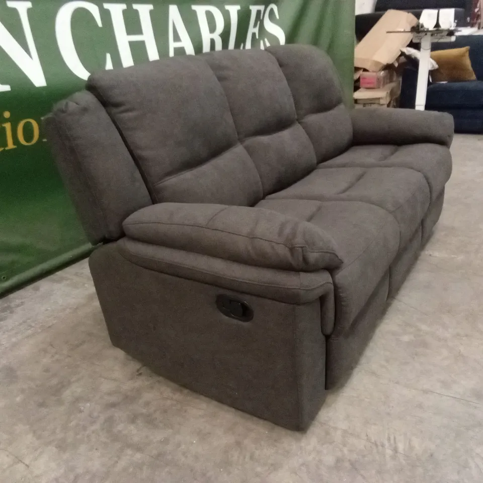 ALBION CHENILLE 3 SEATER HIGH BACK MANUAL RECLINER SOFA - CHARCOAL RRP £679