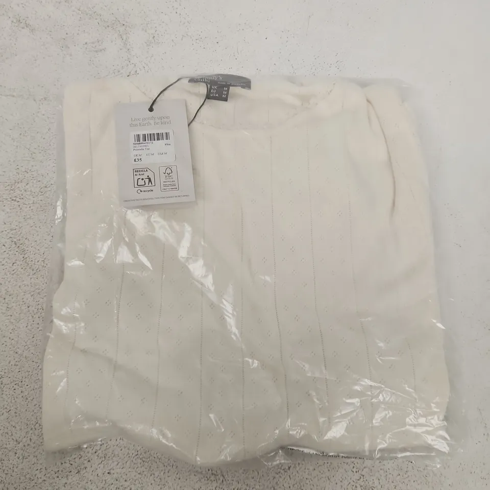 BAGGED NOBODYS CHILD POINTELLE TEE IN WHITE - UK MEDIUM