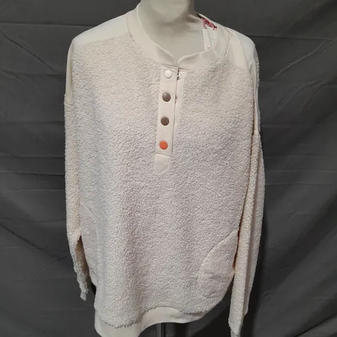 WHITE STUFF MILA BORG SWEAT IN CREAM - SIZE 14