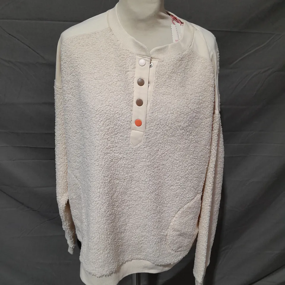 WHITE STUFF MILA BORG SWEAT IN CREAM - SIZE 14