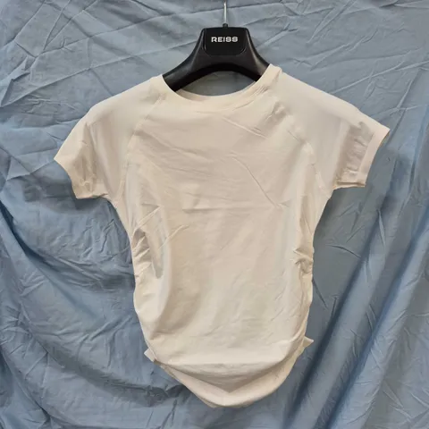 SWEATY BETTY ATHLETE SEAMLESS RUCHED TEE – WHITE – UK 10