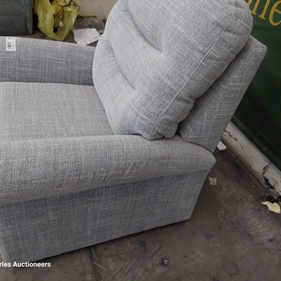 QUALITY BRITISH DESIGNER G PLAN HOLMES SMALL ARMCHAIR SPECKLE COLBALT FABRIC 