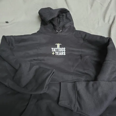 TATTOOS + TEARS HOODIE - BLACK, XL
