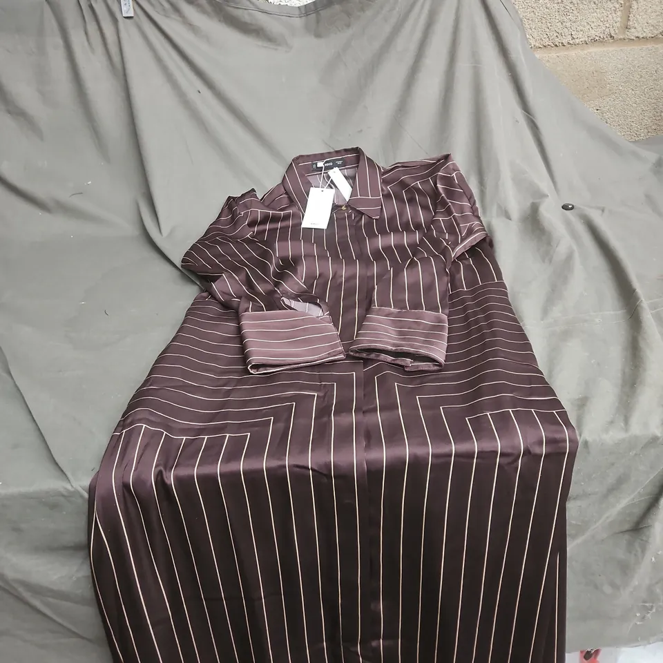 MANGO MNG WOMAN STRIPED SHIRT DRESS – PURPLE/BROWN SIZE 10