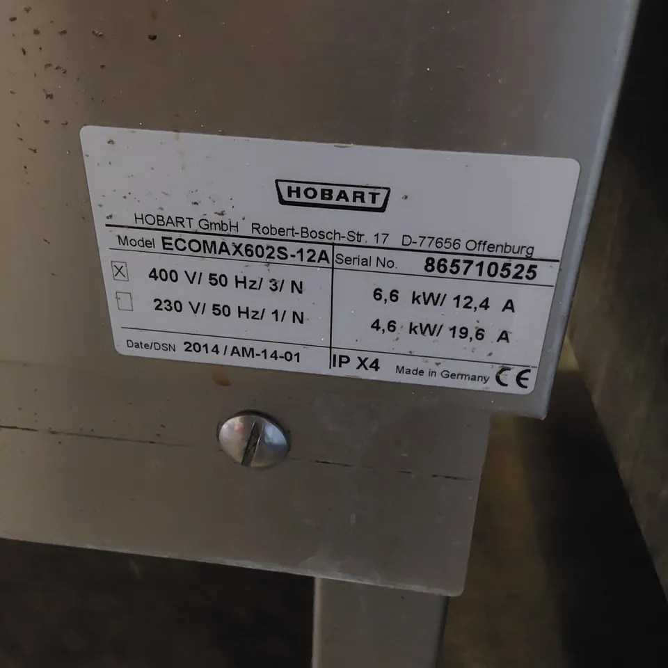 HOBART ECO MAX 602S HOOD DISHWASHER