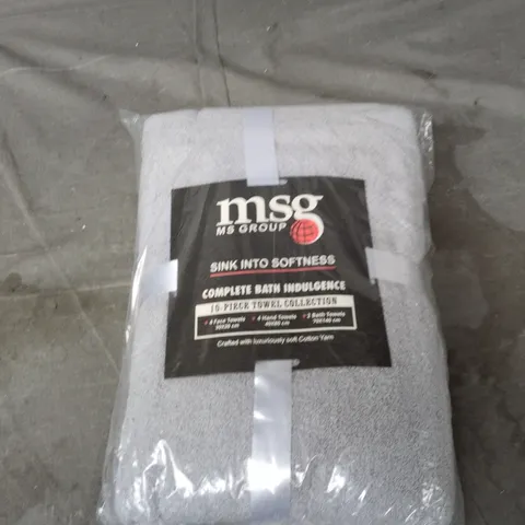 MSG GROUP 10-PIECE BATH TOWEL COLLECTION – GREY, PACKAGED