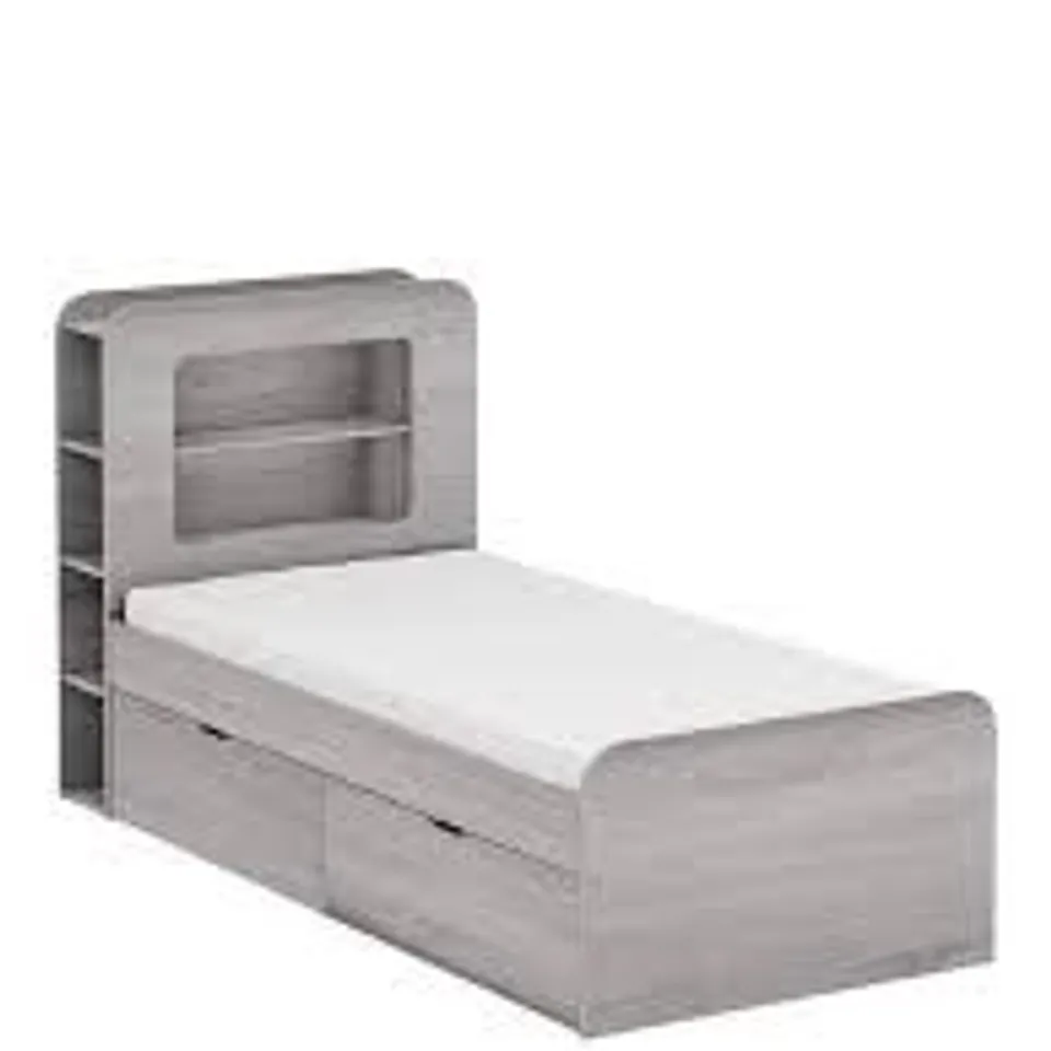 BOXED ASPEN KIDS STORAGE BED FRAME - GREY OAK (2 OF 2 BOXES)