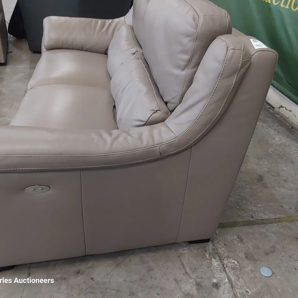 QUALITY ITALIAN DESIGNER POWER RECLINING TWO SEATER SOFA GREY LEATHER 