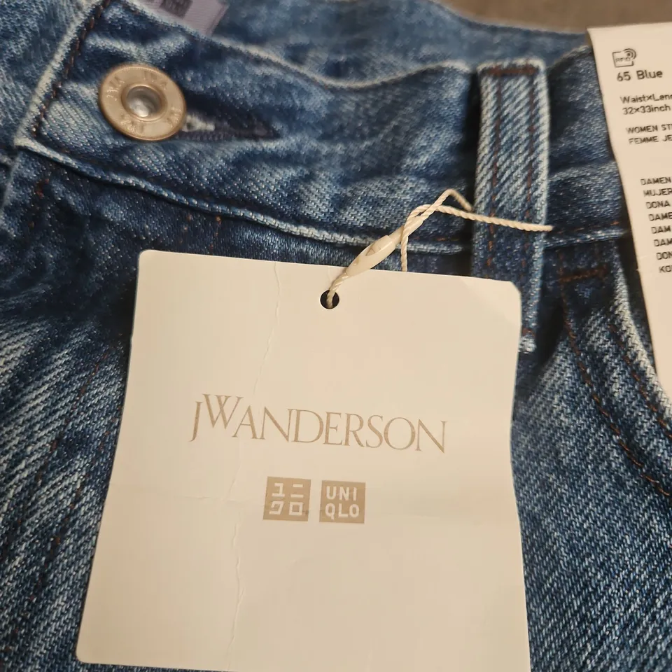 JW ANDERSON × UNIQLO WOMEN’S STRAIGHT JEANS LONG – 65 BLUE, UK 32X33