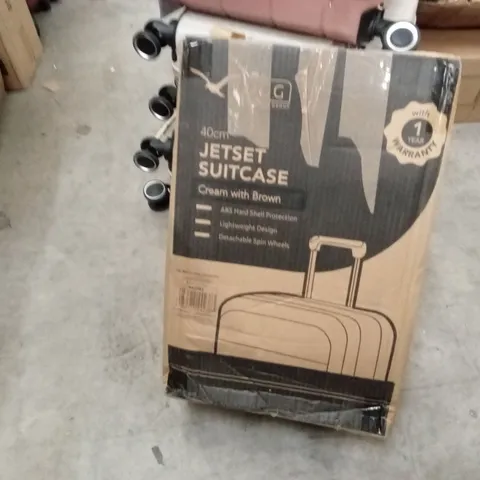 Boxed lugg - 40cm jetset suitcase cream & brown
