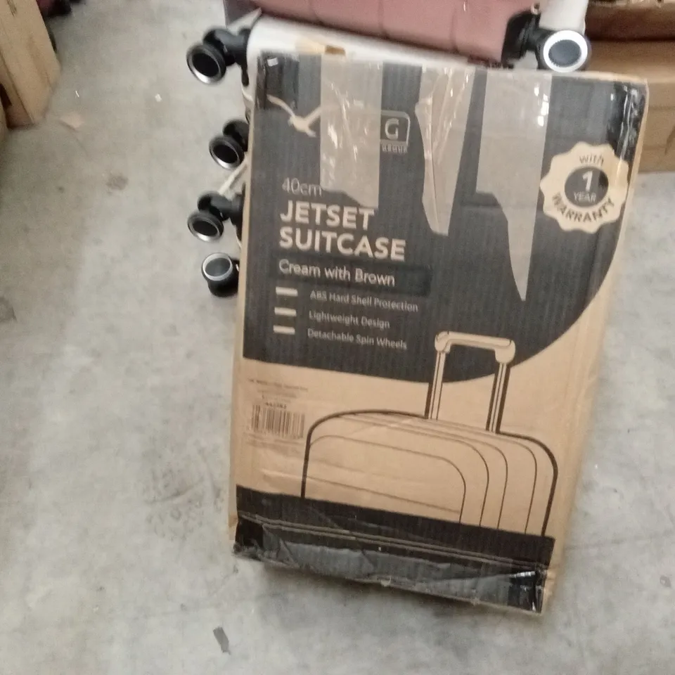 Boxed lugg - 40cm jetset suitcase cream & brown