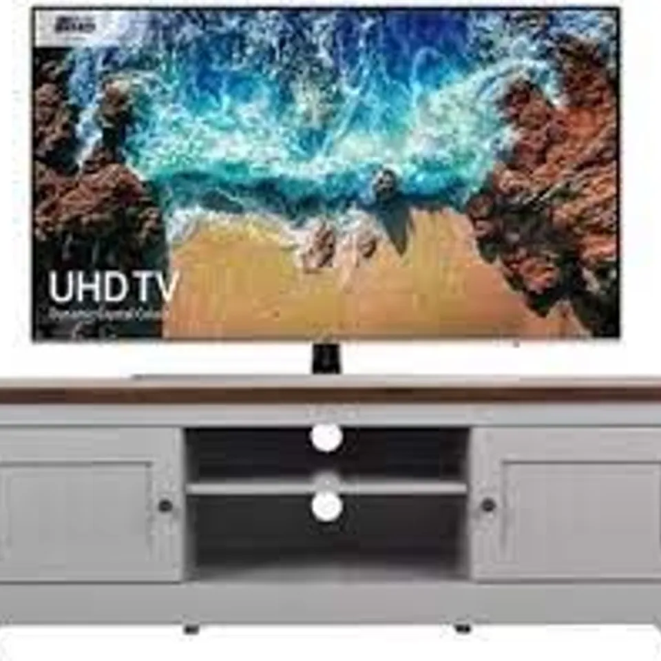 BOXED DEVON TV UNIT - GREY/WALNUT-EFFECT (1 BOX)