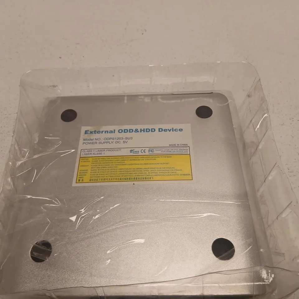 EXTERNAL ODD & HDD DEVICE ENCLOSURE – USB CABLE VISIBLE, SILVER
