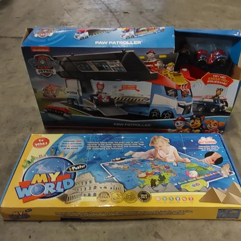 PALLET TO CONTAIN ASSORTED HOUSEHOLD ITEMS AND CONSUMER PRODUCTS. INCLUDING TOYS, TRAMPOLINE, BOXED FURNITURE ETC