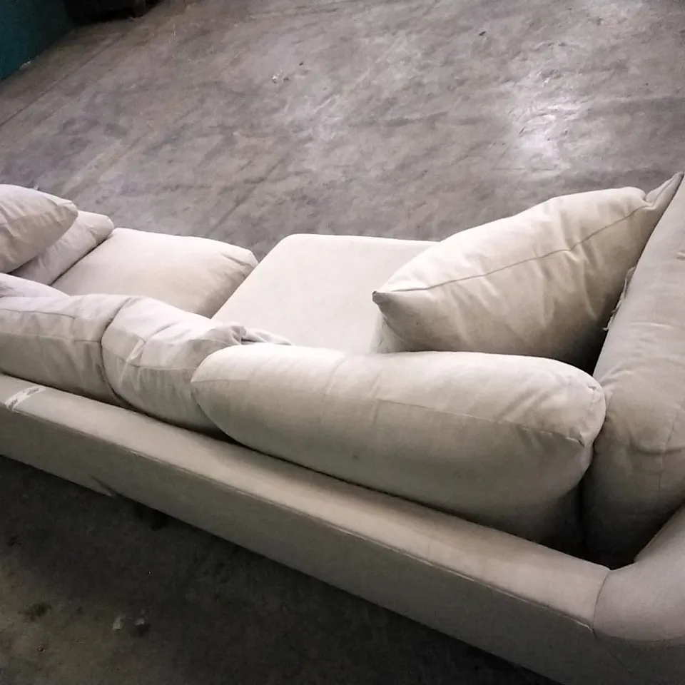 QUALITY BRITISH DESIGNER 2 SEPERATE LARGE SOFA SECTIONS IN CREAM FABRIC