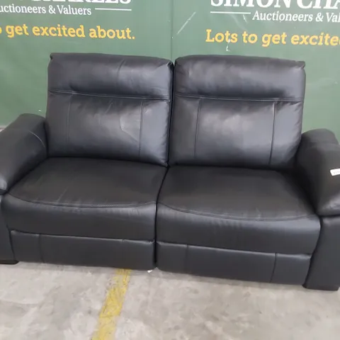 DESIGNER POWER RECLINING THREE SEATER SOFA BLACK LEATHER