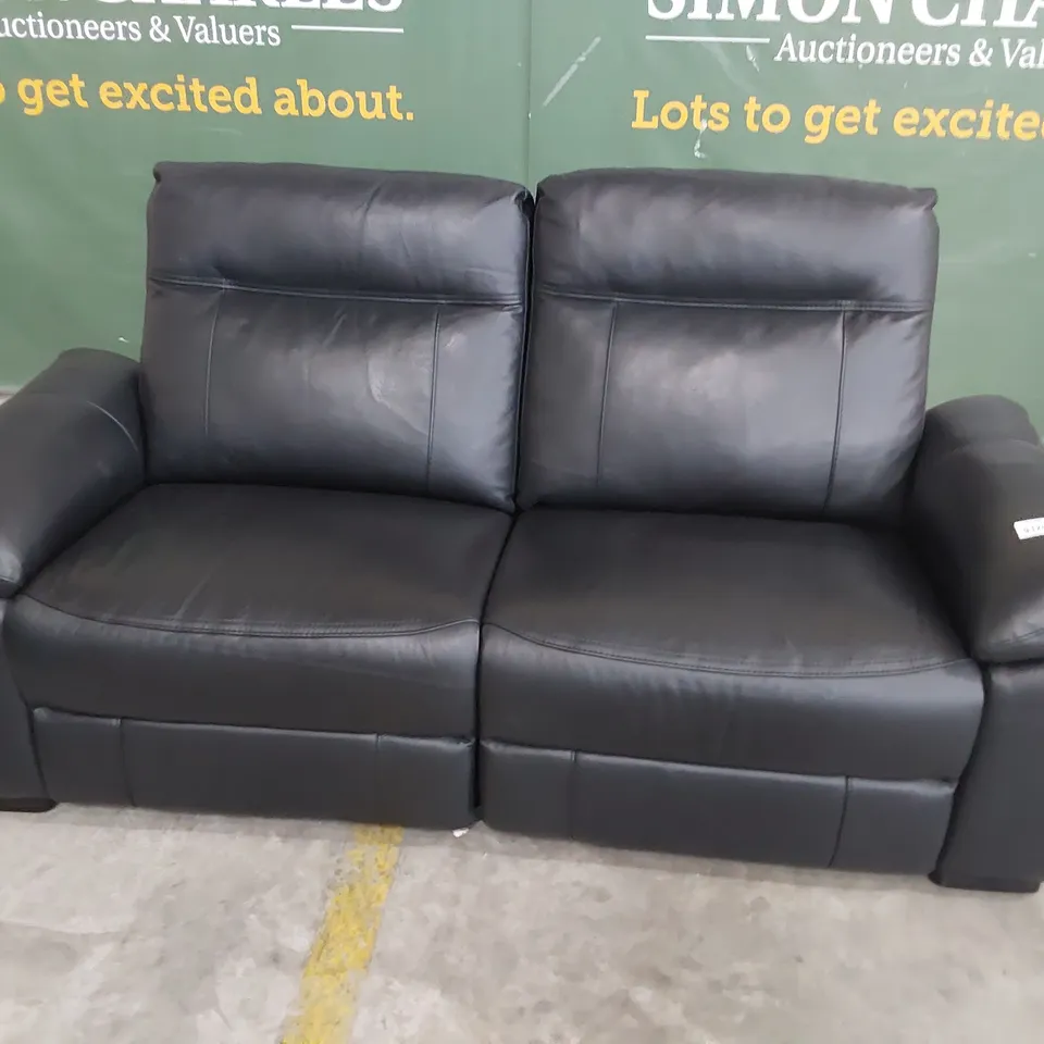 DESIGNER POWER RECLINING THREE SEATER SOFA BLACK LEATHER 