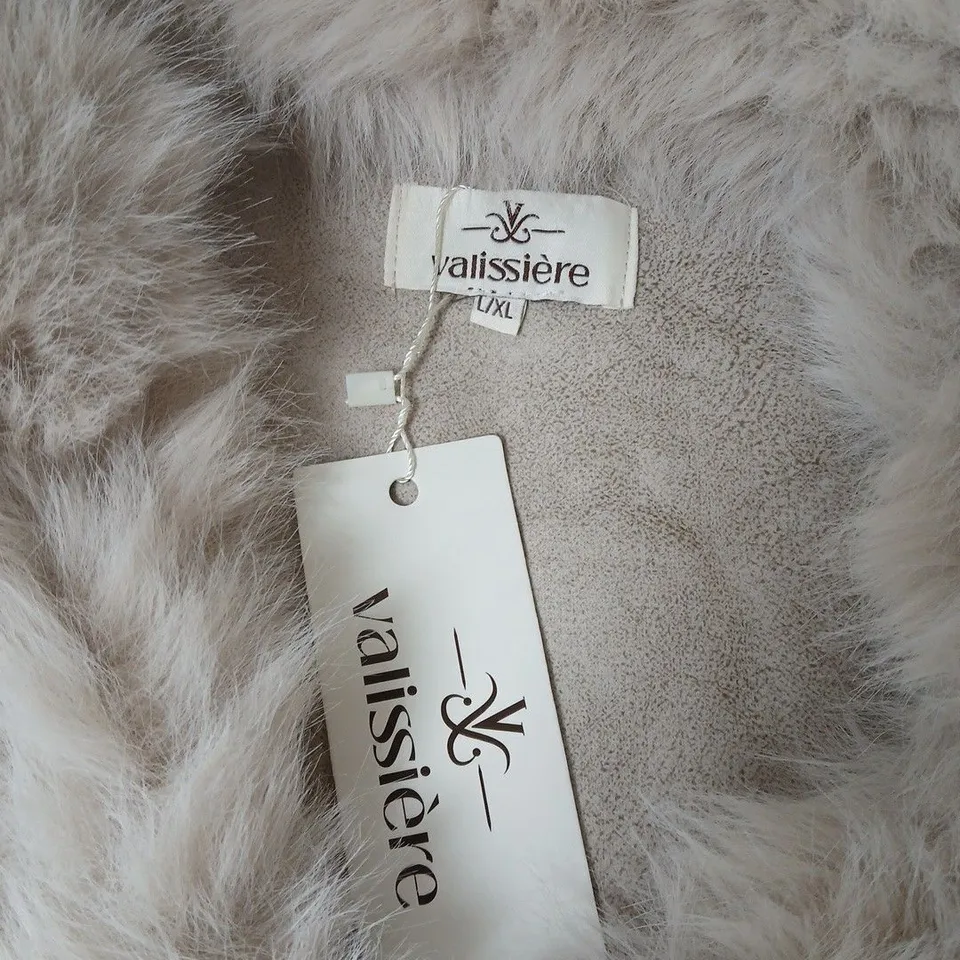 VALISSIÈRE WOMEN'S FAUX FUR COAT – SIZE L/XL, BEIGE/CREAM