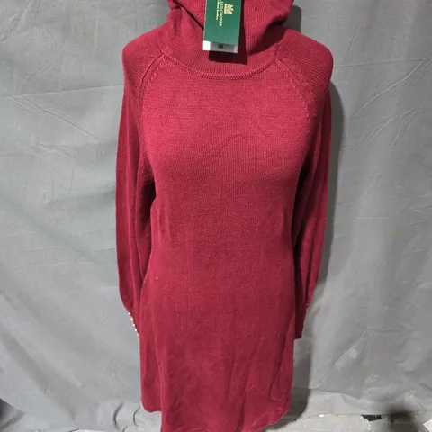 HOLLAND COOPER CHAMONIX FIT & FLARE DRESS IN WINE RED - MEDIUM