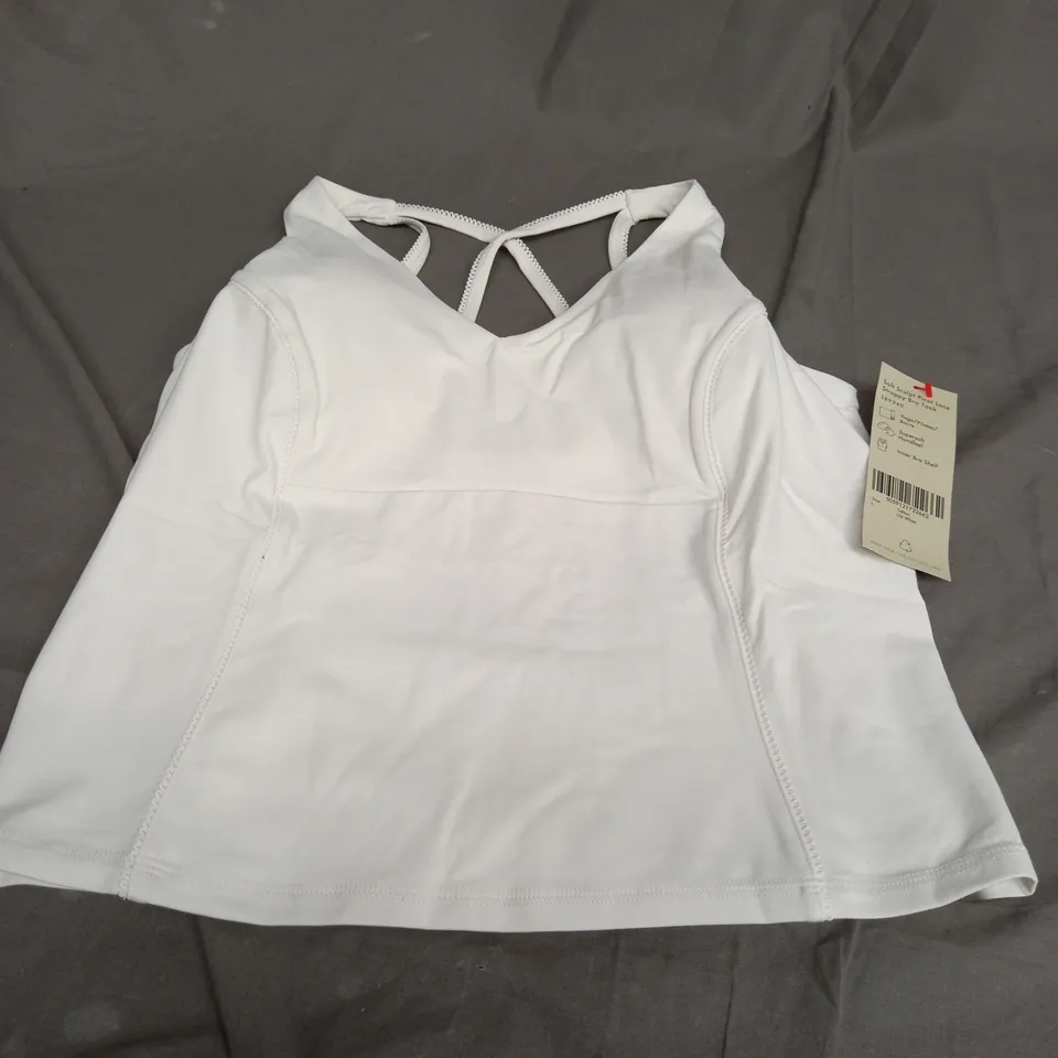 SWEATY BETTY SOFT SCULP PICOT LACE STRAPPY BRA TANK TOP - LARGE