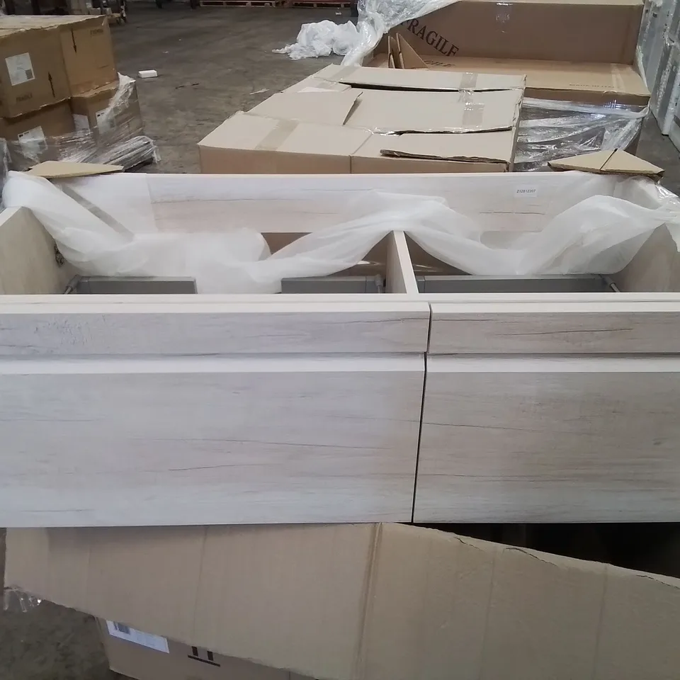 BOXED AS NEW CALYPSO LORETO WALL HUNG VANITY UNIT - 1000MM IN LIMED OAK