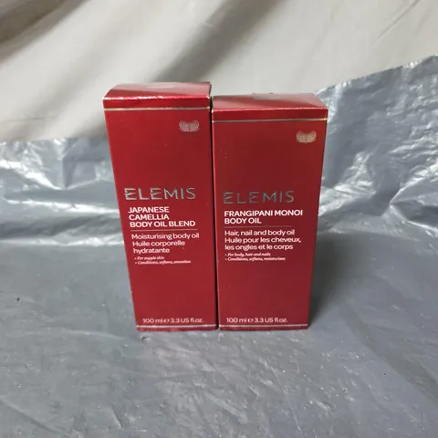 2 X ELEMIS PRODUCTS: JAPANESE CAMELLIA BODY OIL BLEND 100ML + FRANGIPANI MONOI BODY OIL 100ML UNBOXED