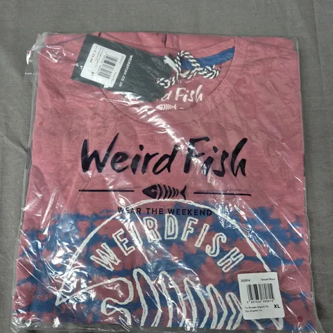 BAGGED WEIRD FISH TIE BREAKER ORGANIC TIE DYE GRAPHIC TEE IN DESERT ROSE - XL