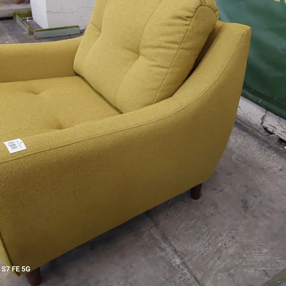 QUALITY BRITISH DESIGNER G PLAN EDWARD ARMCHAIR BOBBLE MUSTARD FABRIC 
