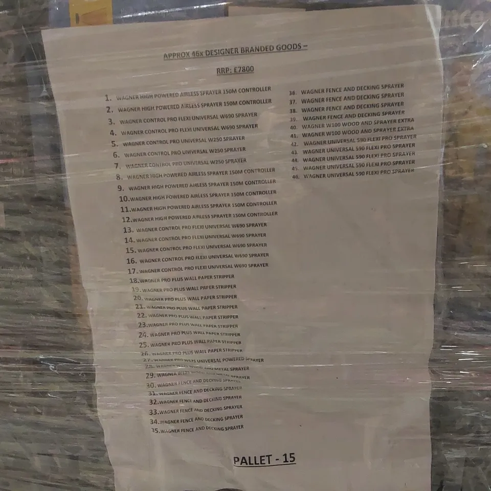 PALLET CONTAINING APPROXIMATELY 48x DESIGNER BRANDED GOODS
