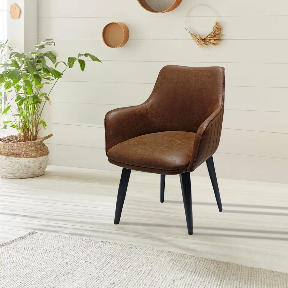 BOXED SET OF 2 INDUS VALLEY L15 VINTAGE TAN CHAIRS (1 BOX)