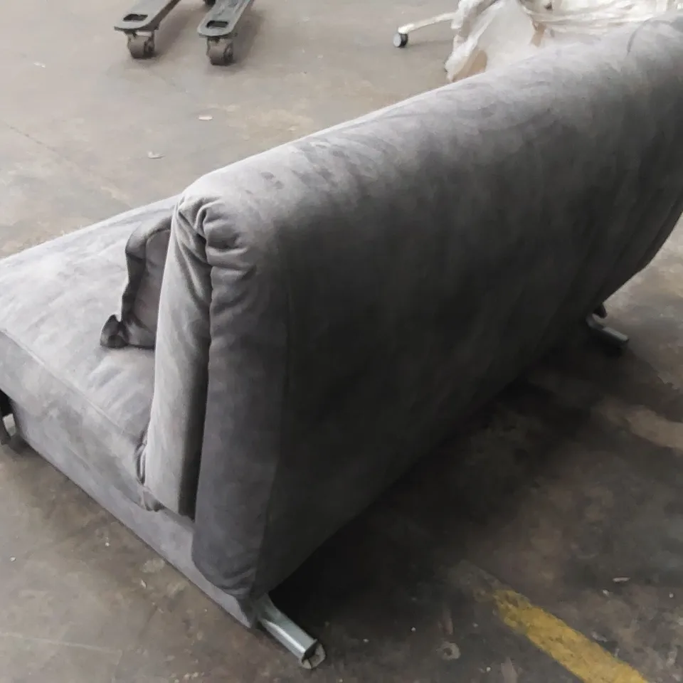 QUALITY DESIGNER APPLEY VELVET UPHOLSTERED SOFA BED - SILVER