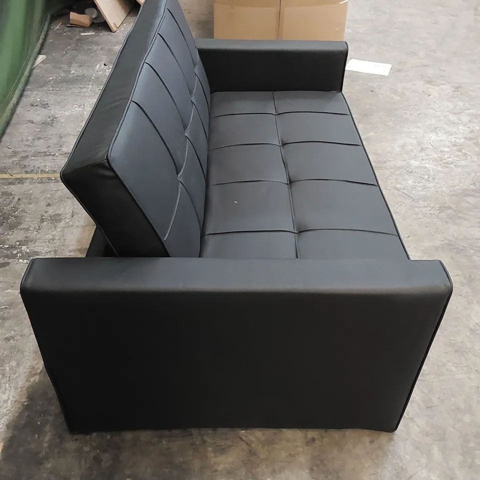 DESIGNER 2-SEATER BLACK LEATHER SOFA BED 