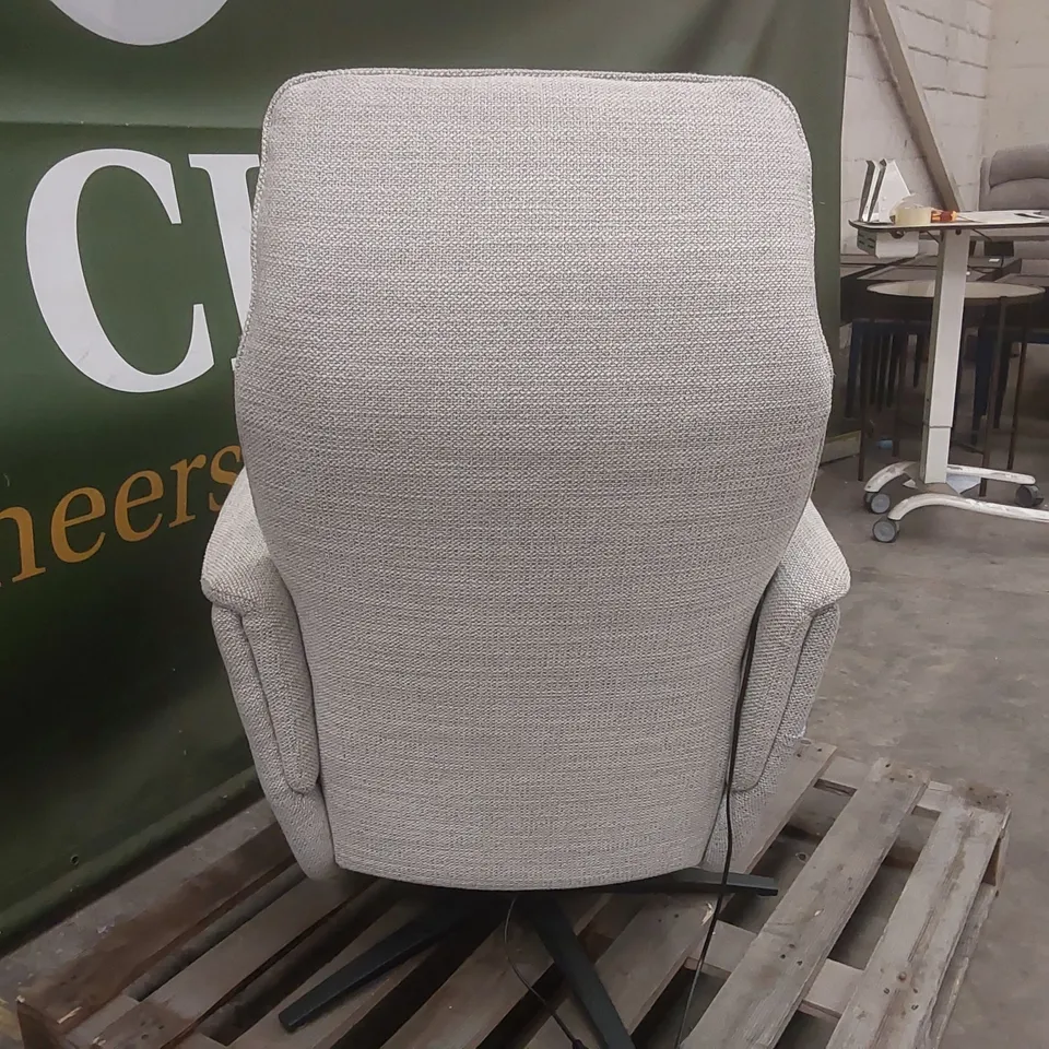 QUALITY DESIGNER CHUNKY WEAVE FABRIC UPHOLSTERED ELECTRIC RECLINING ARMCHAIR