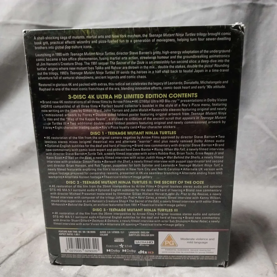 TEENAGE MUTANT NINJA TURTLES TRILOGY – 4K ULTRA HD BLU-RAY BOX SET. SEALED