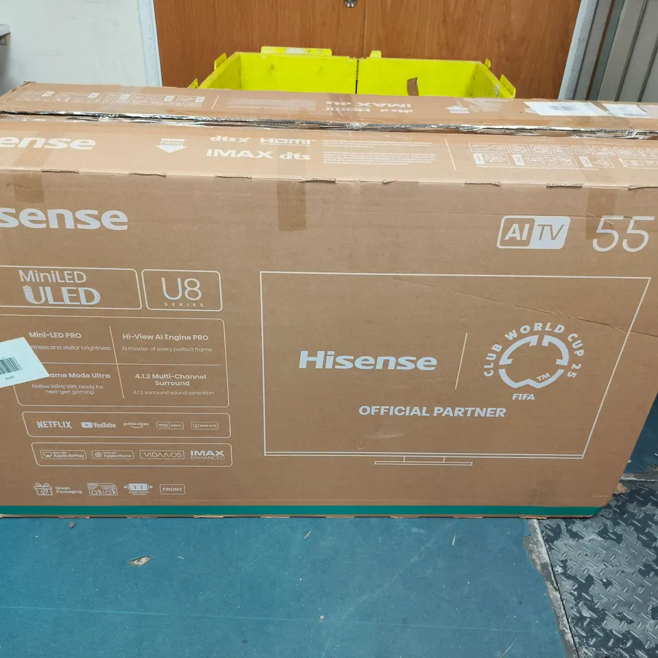 BOXED HISENSE 55U8QTUK 55 INCH MINI LED 4K UHD 165HZ SMART AI TV