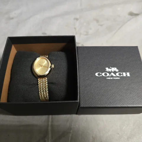 BOXED COACH NEW YORK GOLD-TONE WOMEN'S WRISTWATCH