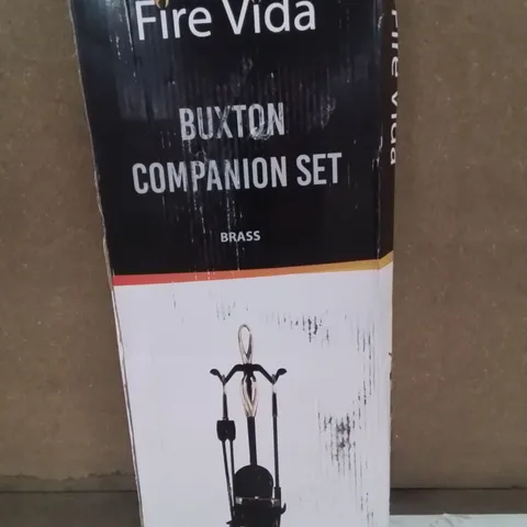 BOXED 5 PIECE BUXTON FIRE COMPANION SET