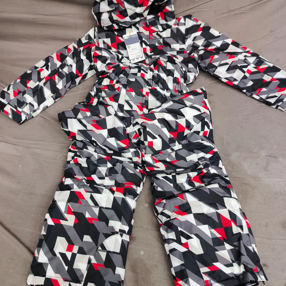 MOUNTAIN WAREHOUSE CLOUD PRINTED KIDS WATERPROOF ALL IN ONE SNOWSUIT IN GREY MULTI - 7-8 YEARS
