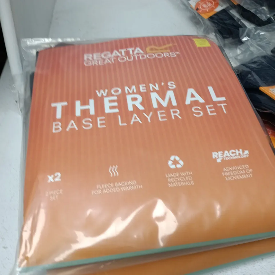 BOX OF APPROXIMATELY 40 BRAND NEW ASSORTED REGATTA CLOTHING ITEMS INCLUDING PENTRE STITCH TROUSERS , THERMAL BASE LAYER SET AND CHASKA TROUSERS