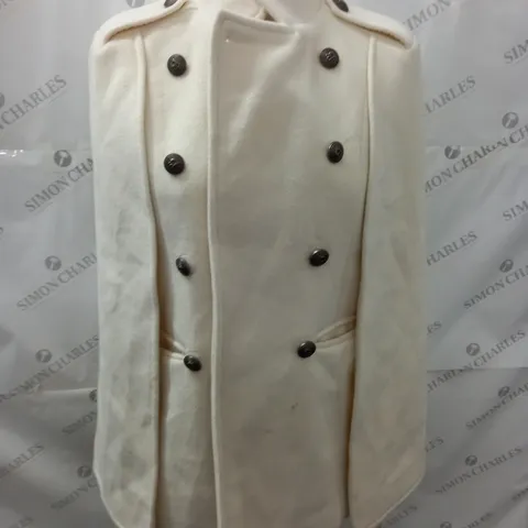 FANFAN CREAM BUTTON FRONT OVERCOAT - S