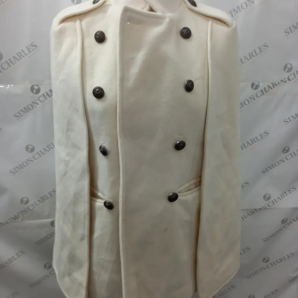 FANFAN CREAM BUTTON FRONT OVERCOAT - S