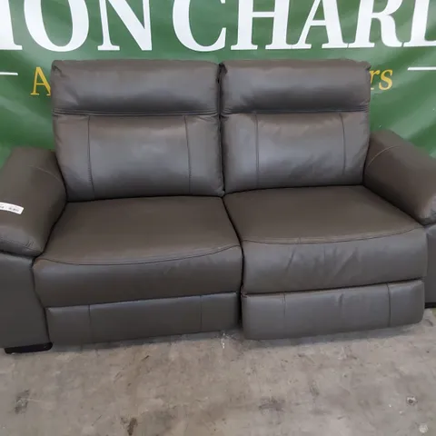 DESIGNER DYNAMIC POWER RECLINING THREE SEATER SOFA DARK GREY LEATHER