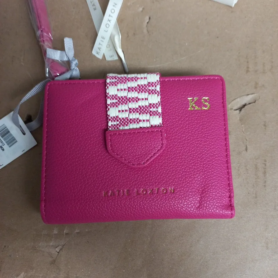 KATIE LOXTON PINK LEATHER WALLET WITH WOVEN STRAP – KS MONOGRAM