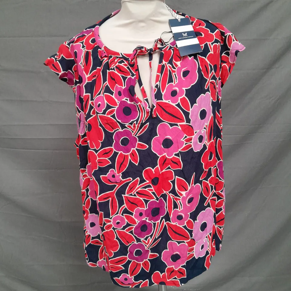 CREW CLOTHING COMPANY ONDINE FRILL SLEEVE TOP IN MULTI FLORAL SIZE 18