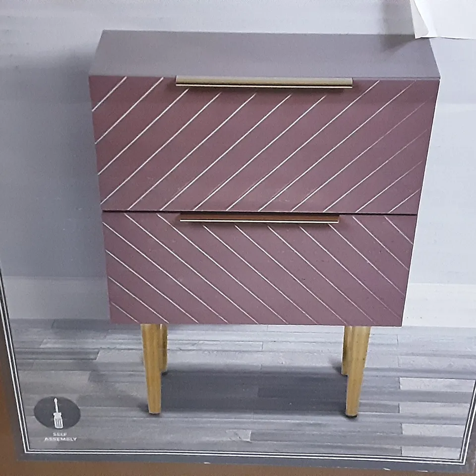 BOXED MAURICE BEDSIDE TABLE IN BLUSH , H53 X W40 X D35CM 