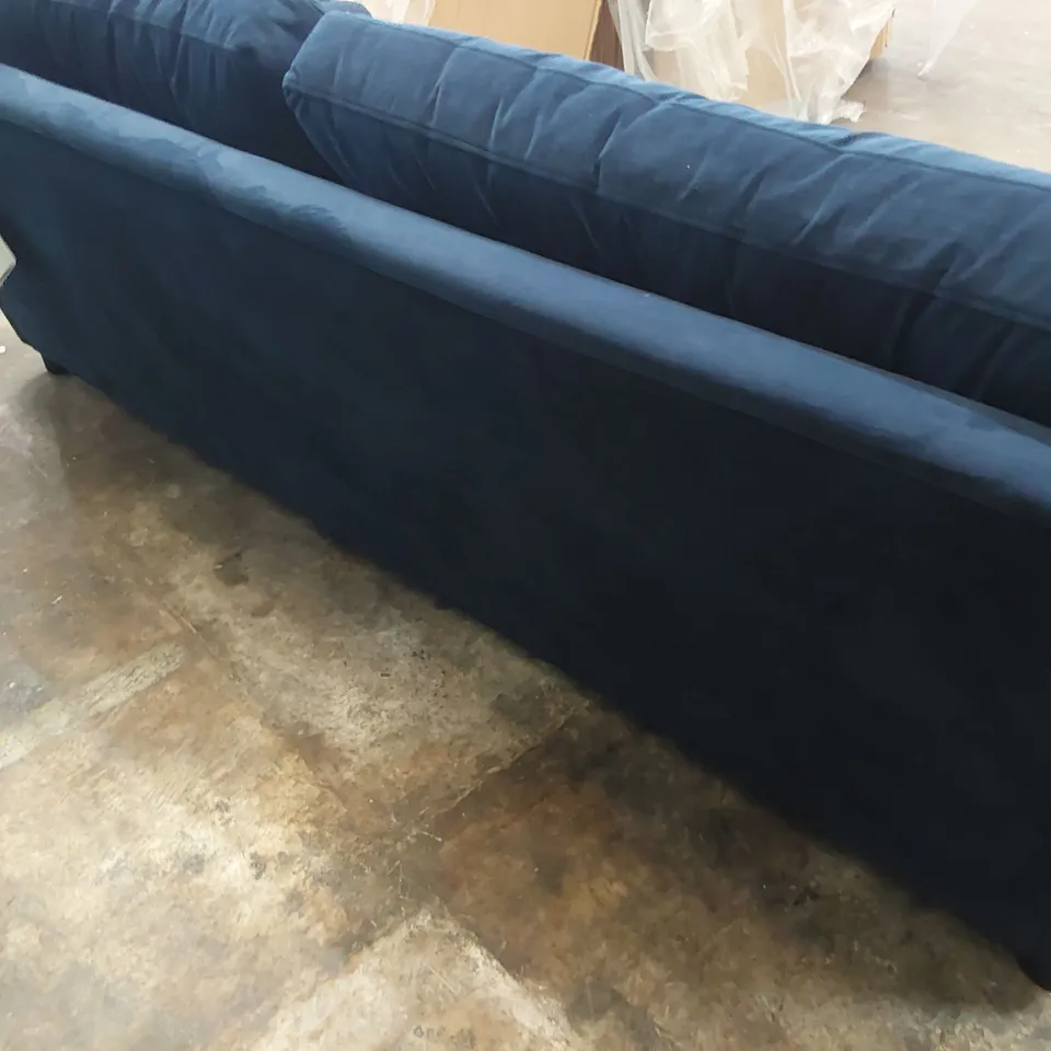 QUALITY BRITISH DESIGNER LOUNGE Co. FOUR SEATER SOFA NAVY PLUSH FABRIC