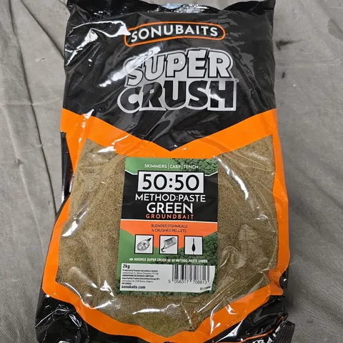 SEALED SONUBAITS SUPER CRUSH 50:50 GREEN GROUNDBAIT - 2KG
